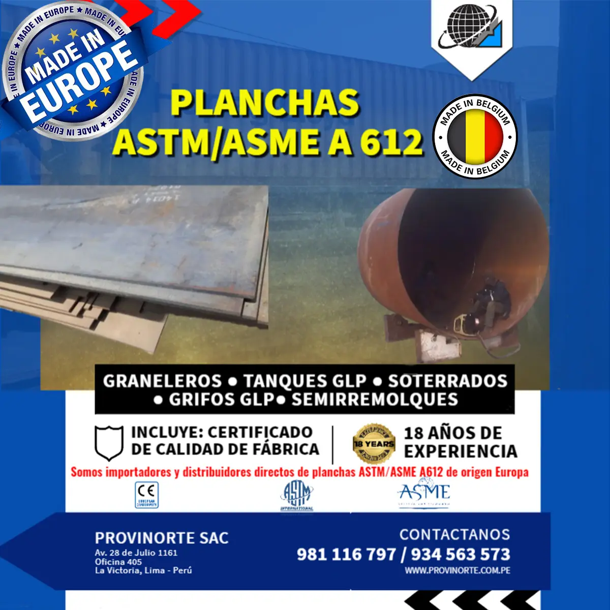 Planchas A 612 - Importadas de Europa