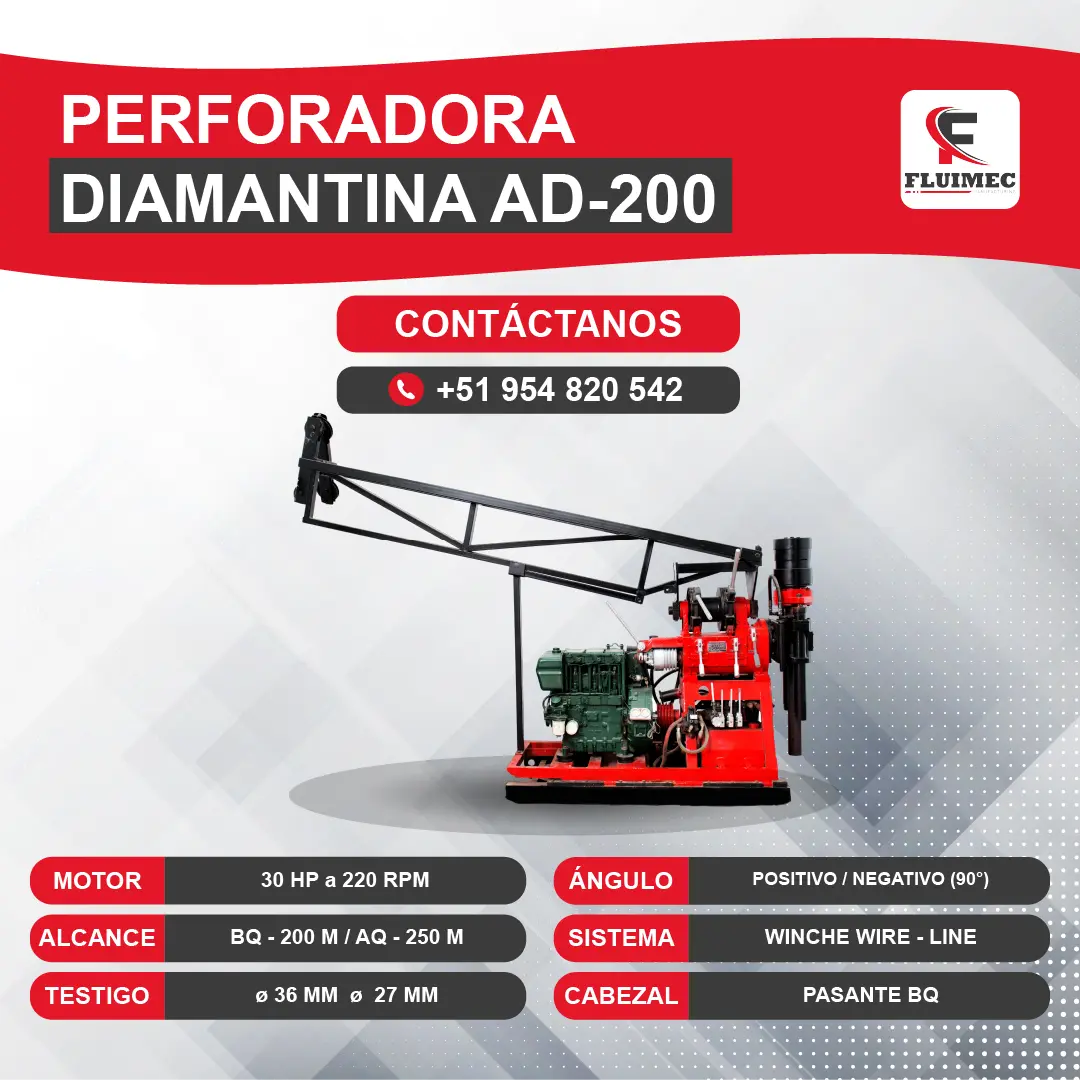  PERFORADORA DIAMANTINA AD 200 equipo para industria minera 