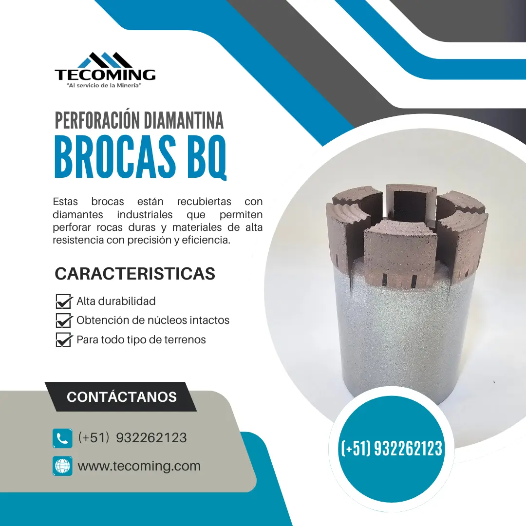 BROCAS DIAMANTADAS BQ PERFORACIÓN INTERIOR DE MINA 