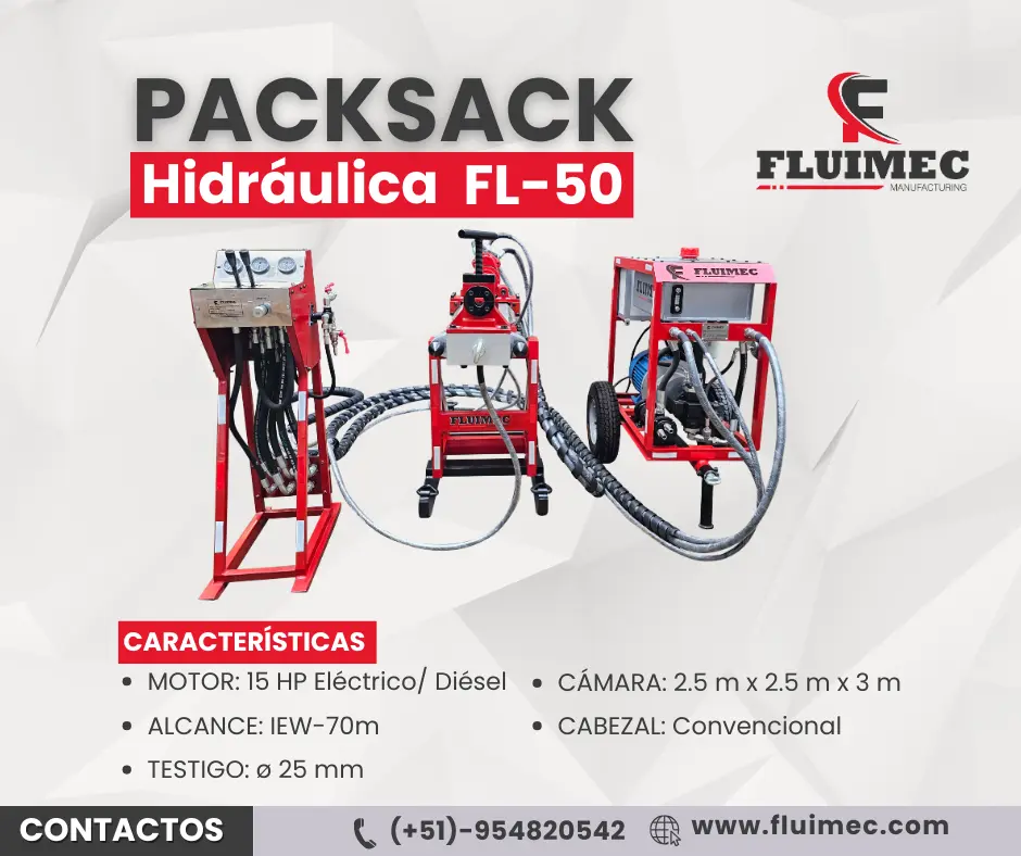 PACKSACK HIDRÁULICA FL-50 ubicación de vetas 