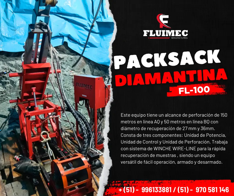 PACKSACK DIAMANTINA FL-100 equipo para mineria-socavón 