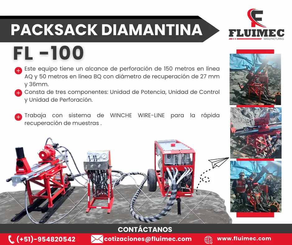 PACKSACK DIAMANTINA FL100 Equipo de perforación sondaje minero 