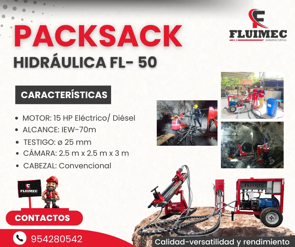 PACKSACK HIDRÁULICA FL-50 ubicación de vetas 