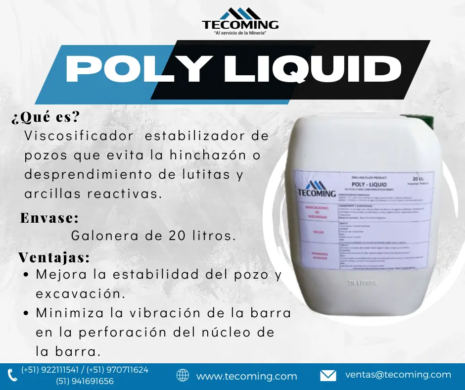 POLY LIQUID - BENTONITA - PERFORACIÓN DIAMANTINA TECOMING