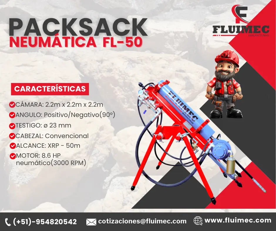 PACKSACK HIDRÁULICA FL-50 ubicación de vetas 