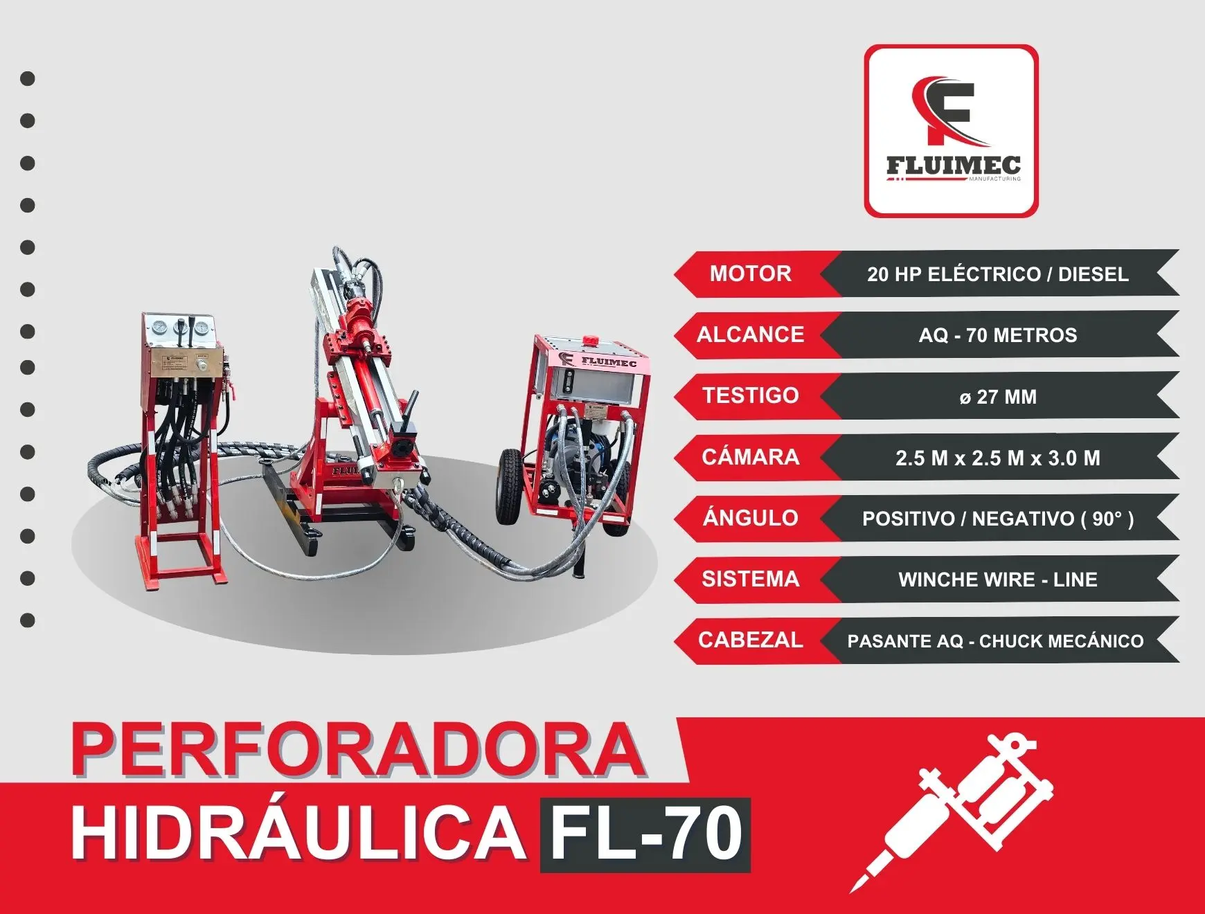 PACKSACK HIDRAULICA FL- 70 equipo para industria minera 