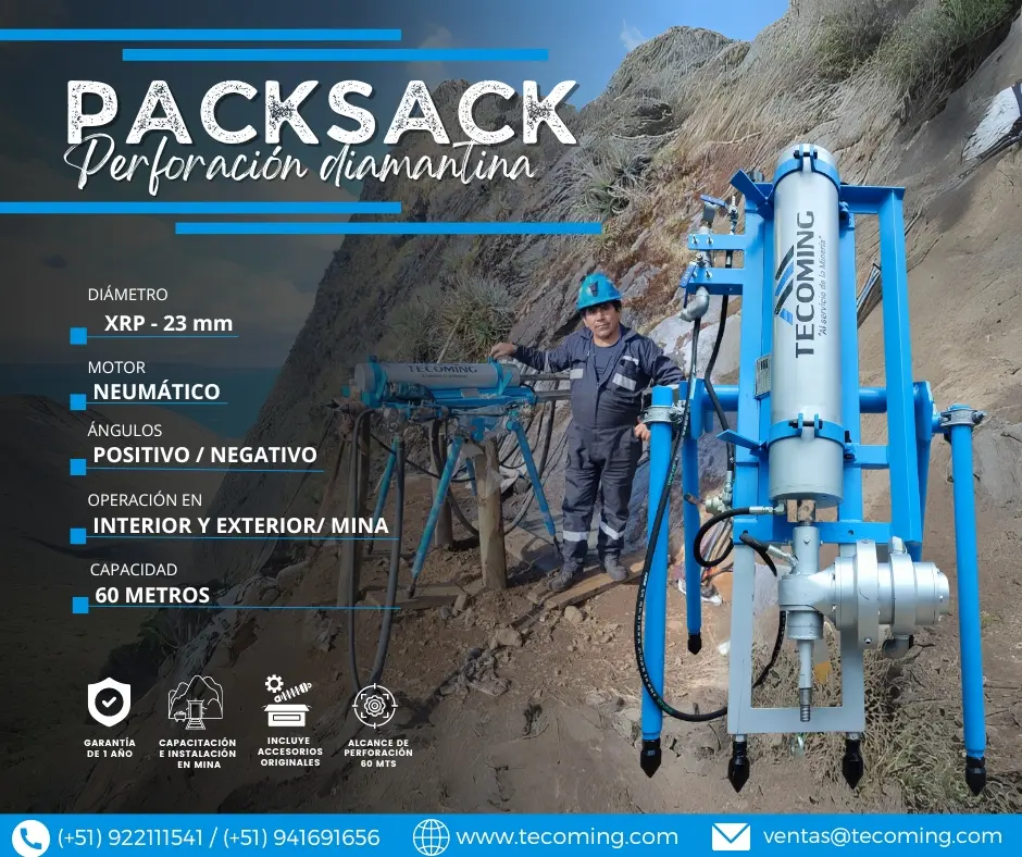 EQUIPO VERSATIL PARA MINERIA PACKSACK TECOMING