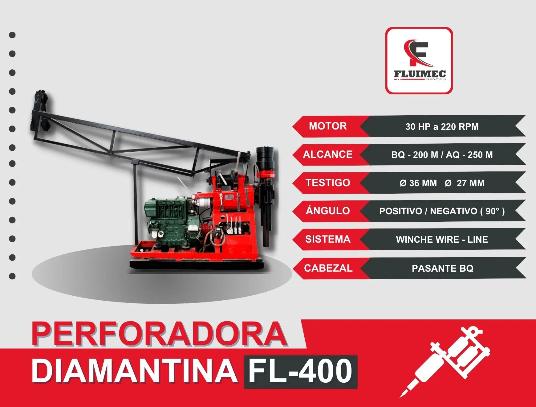 PERFORADORA DIAMANTINA AD 200 equipo para industria minera 