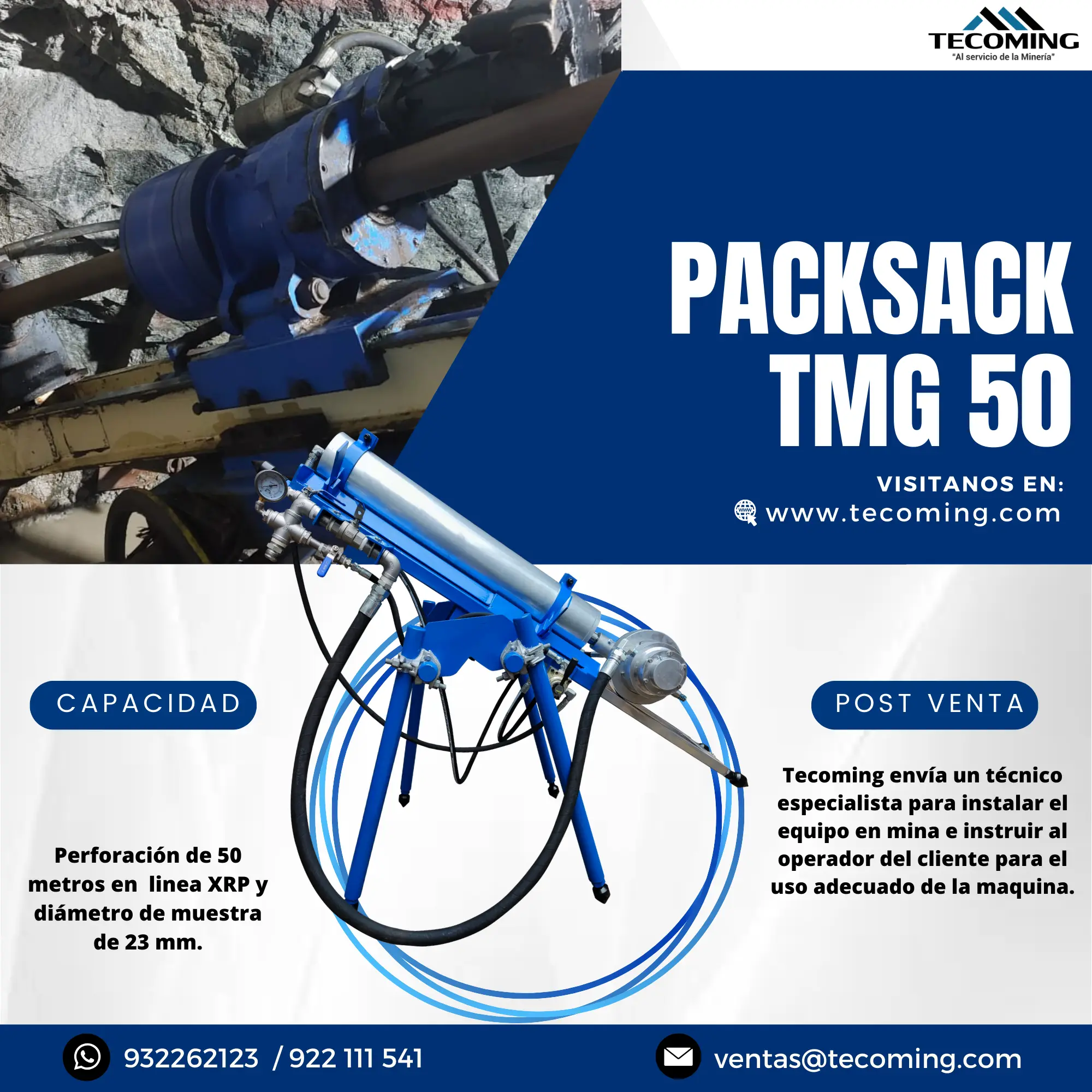 PACKSACK TMG 50 EXPLORACIÓN Y EXTRACCIÓN DE SUELOS Y ROCAS