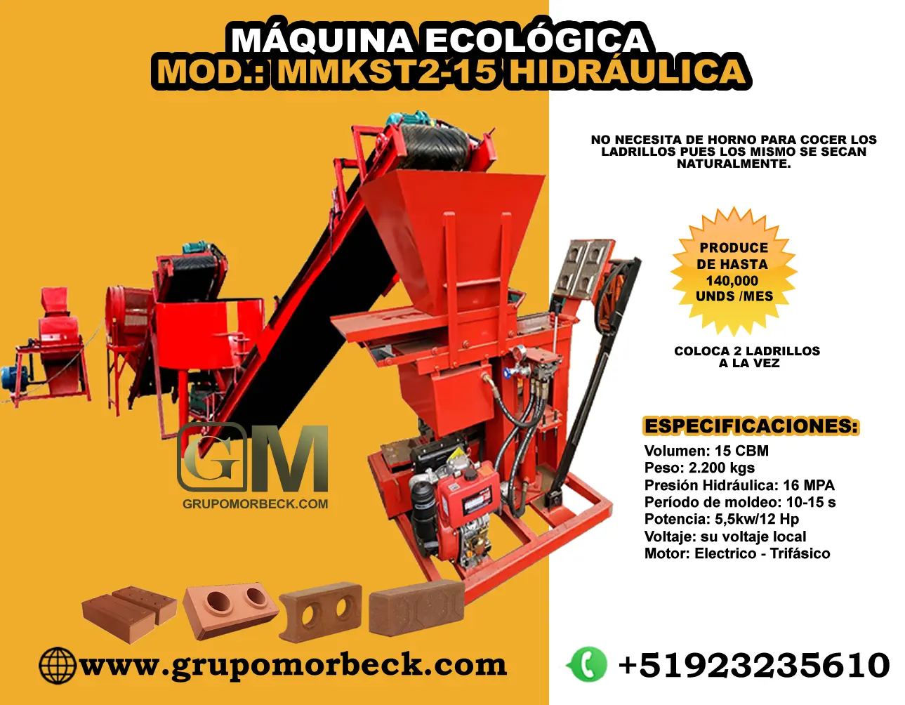 Máquinas Ecológica para fabricar ladrillos de arcilla