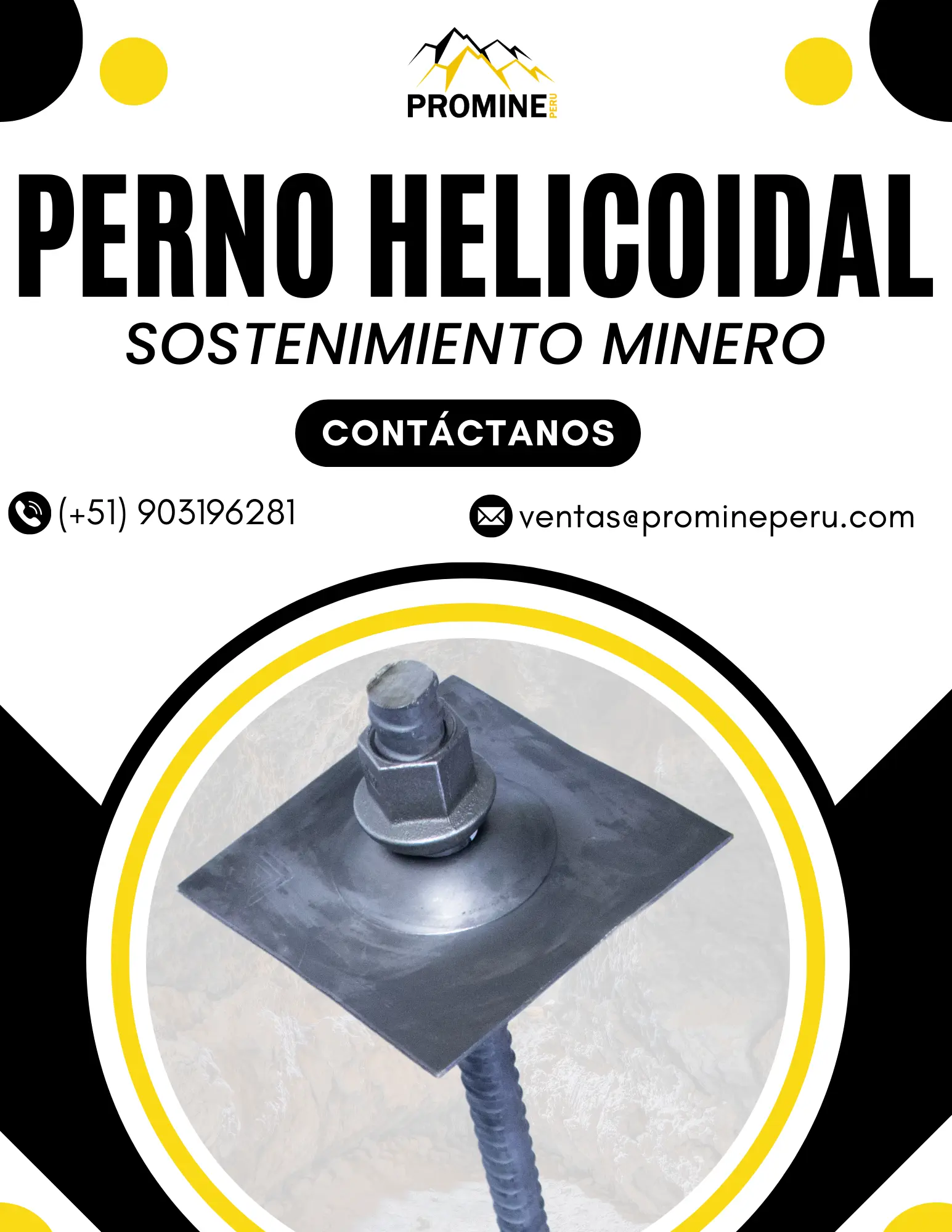 PERNO HELICOIDAL SOSTENIMIENTO MINERO 