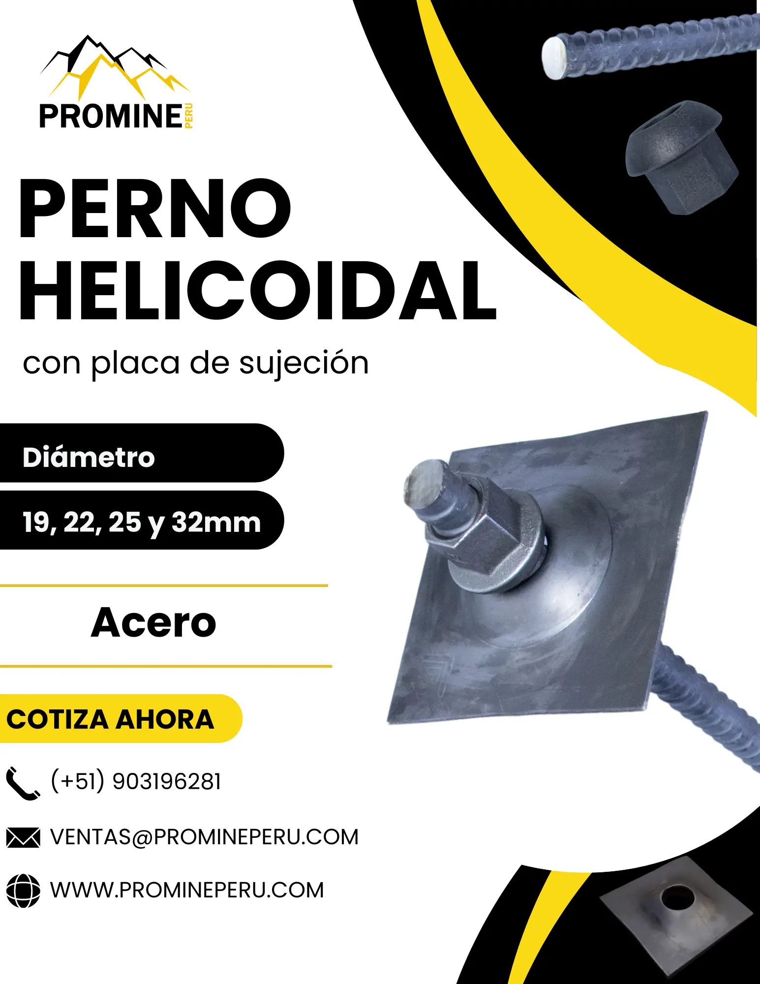 PERNO HELICOIDAL CON PLACA SUJECIÓN 