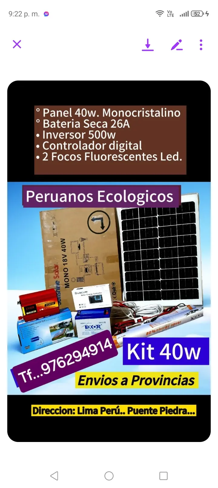 Kit Solar 60w para prender Artefactos de casa