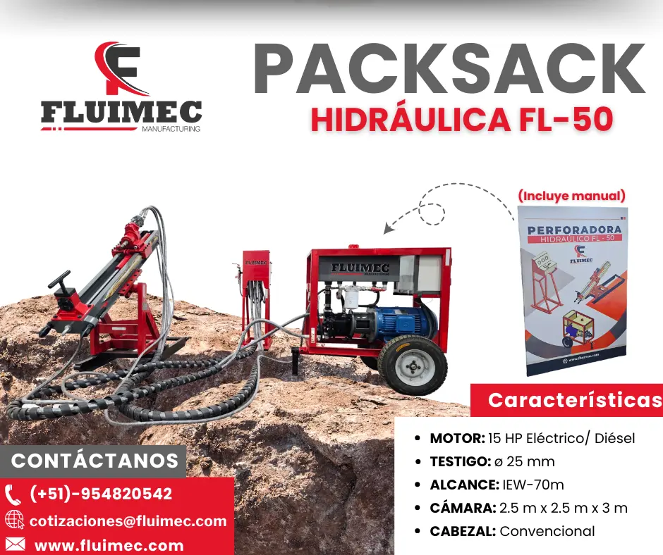 PACKSACK HIDRÁULICA FL-50 ubicación de vetas 