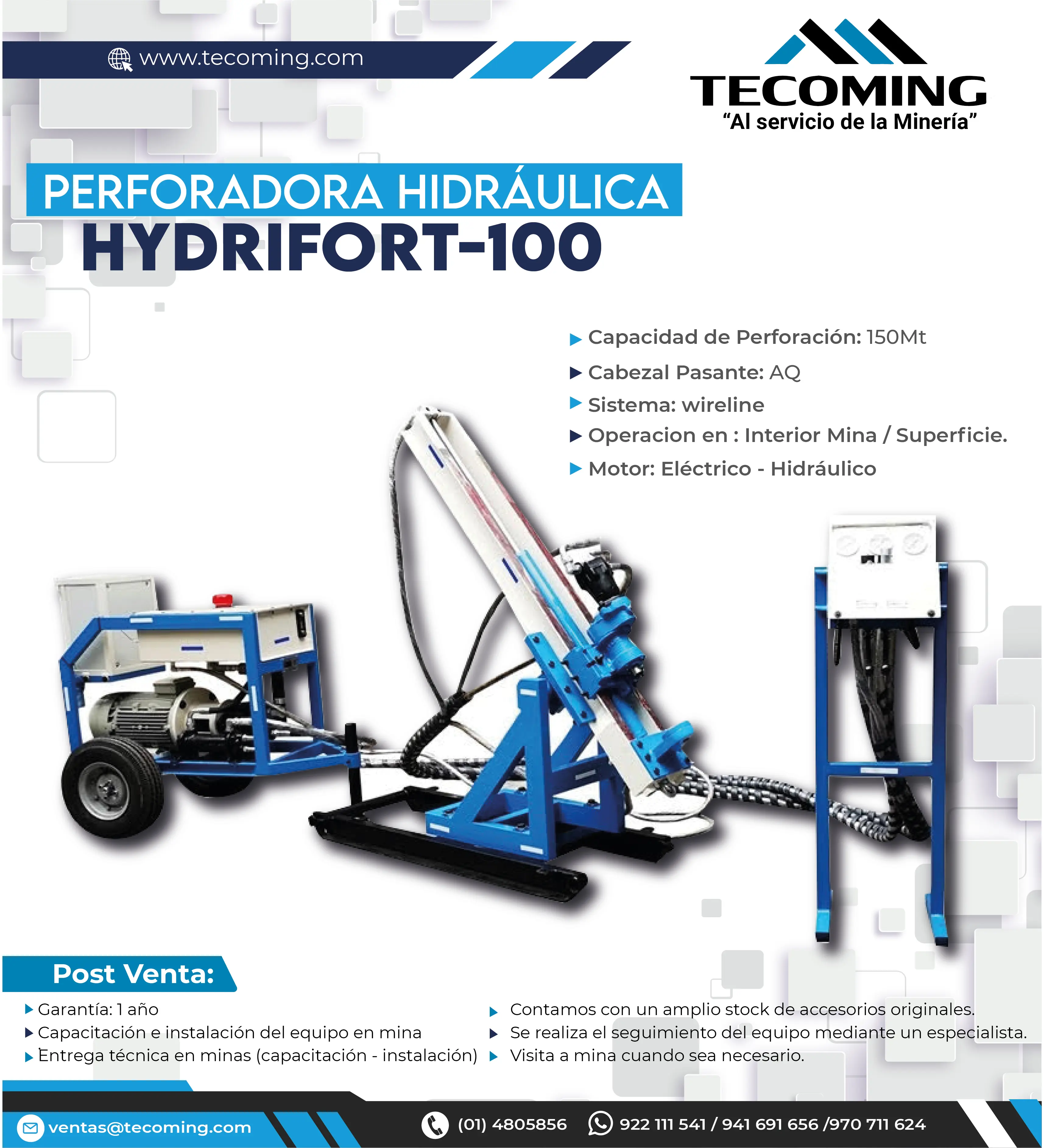 EQUIPO DE PERFORACION DIAMANTINA - PASANTE AQ - HYDRIFORT 100 TECOMING