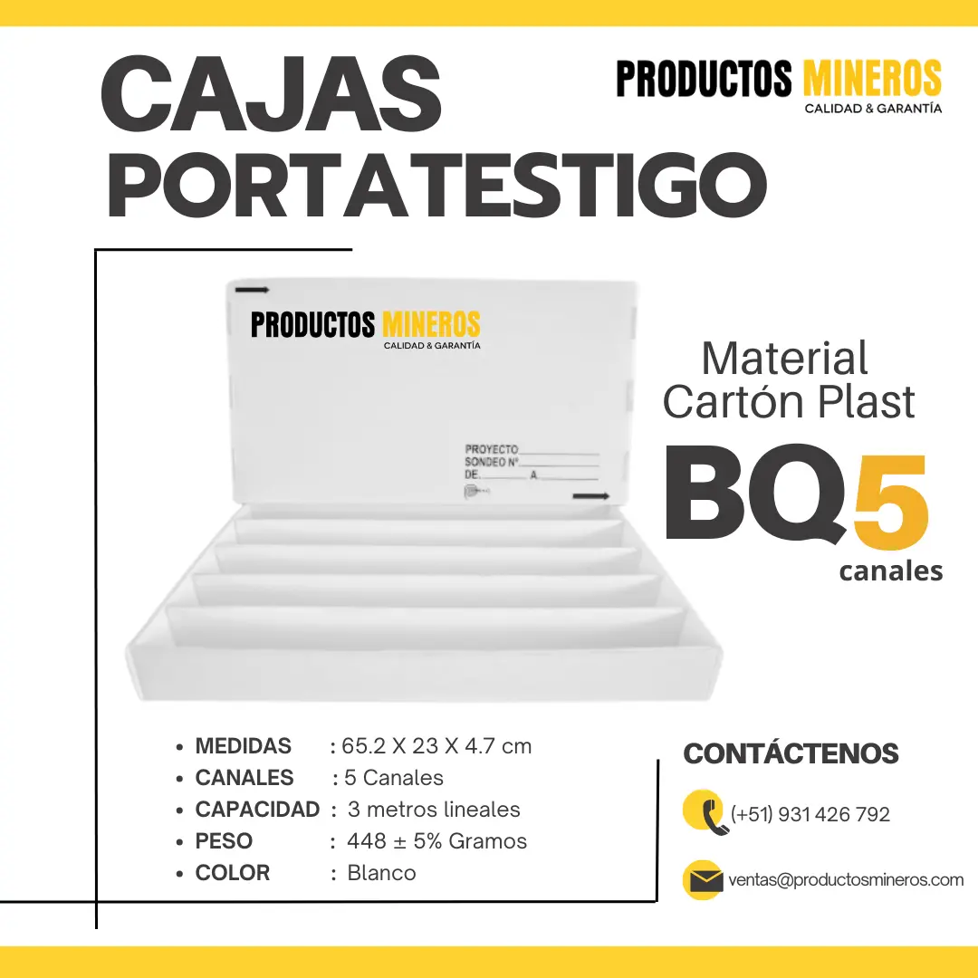 CAJAS PORTA TESTIGOS - PRODUCTOS MINEROS