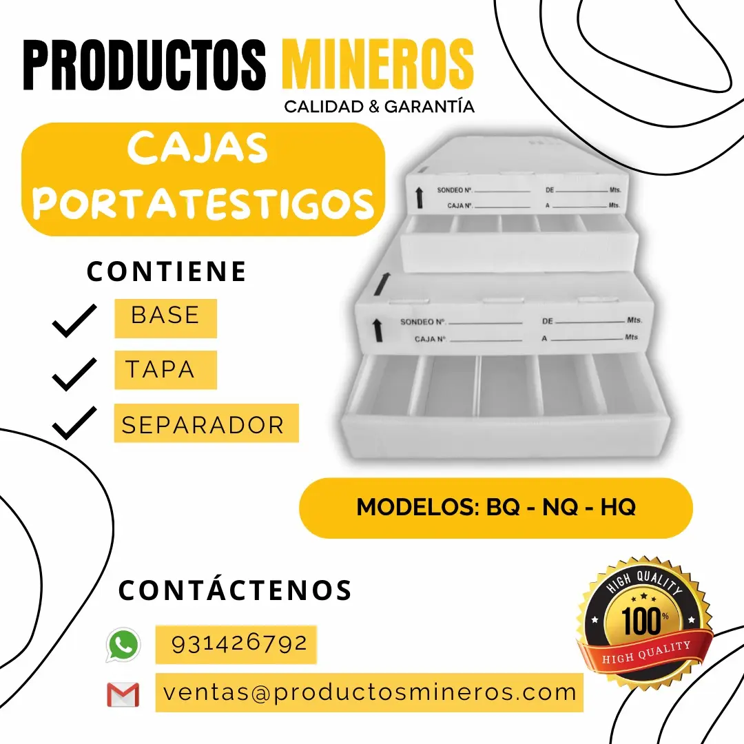 CAJAS PORTA TESTIGOS - PRODUCTOS MINEROS