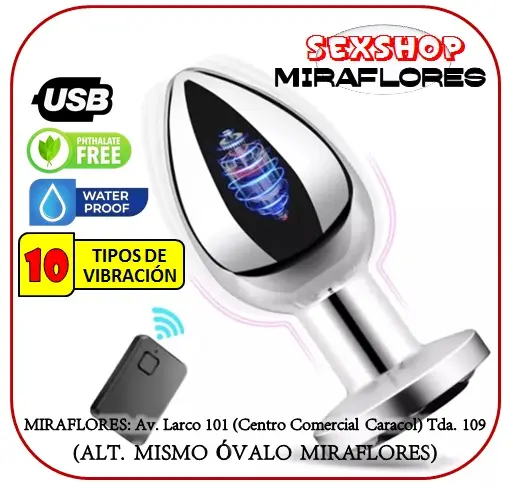 PLUG ANAL METAL VIBRADOR INALAMBRICO SEXSHOP MIRAFLORES