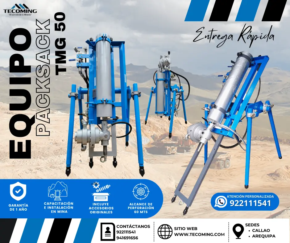 EQUIPO VERSATIL PARA MINERIA PACKSACK TECOMING