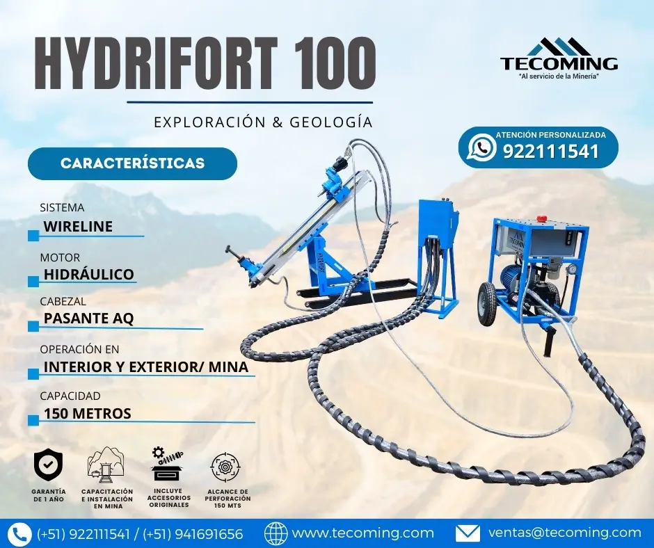 MAQUINA DIAMANTINA PARA INTERIOR MINA - HYDRIFORT 100 TECOMING
