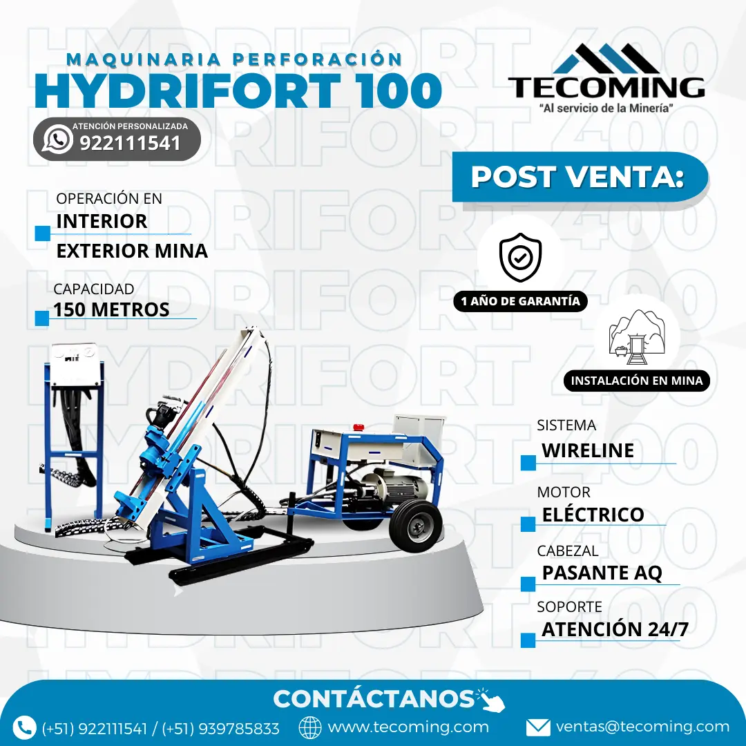 MAQUINA DIAMANTINA PARA INTERIOR MINA - HYDRIFORT 100 TECOMING