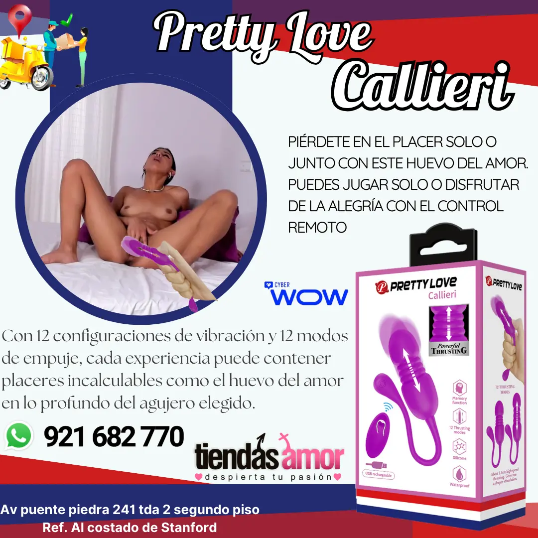 Pretty Love Callieri Vibratória em Silicone com 12 Movimentos de Vai e Vem e Controle Remoto morado