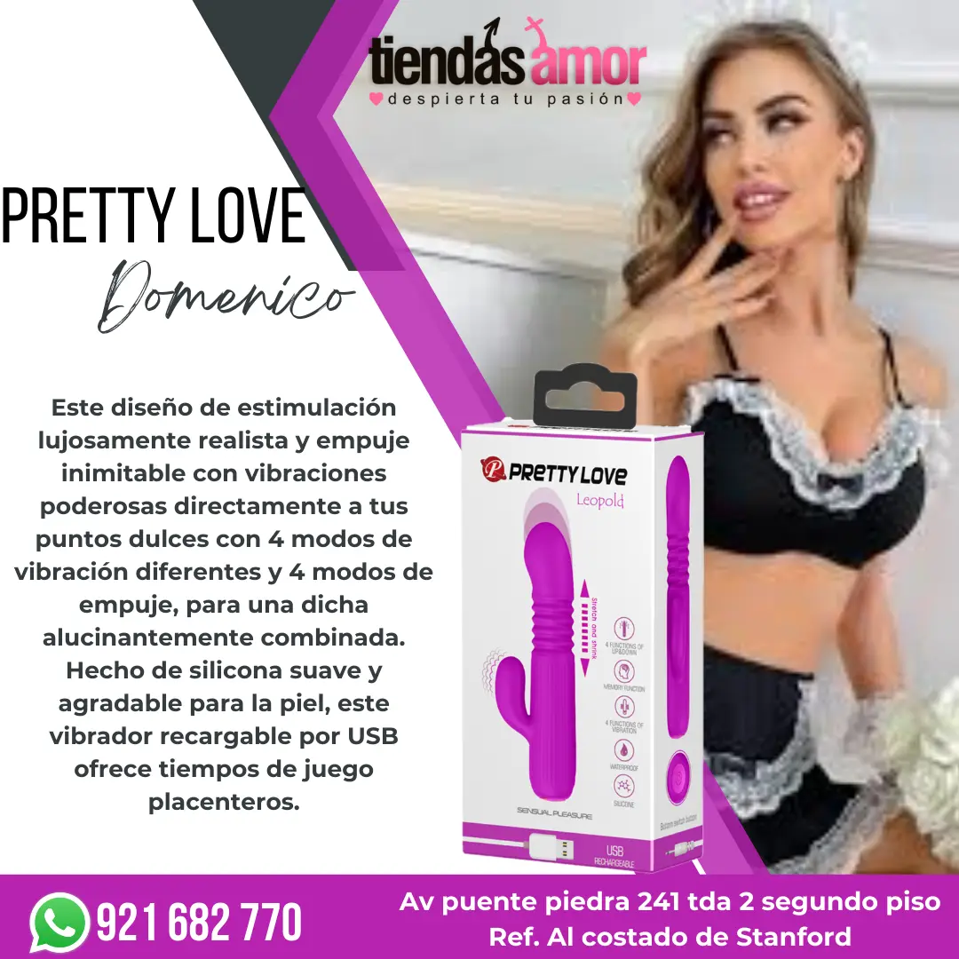 Pretty Love Domenico vibrador recargable por USB ofrece tiempos de juego placenteros. 
