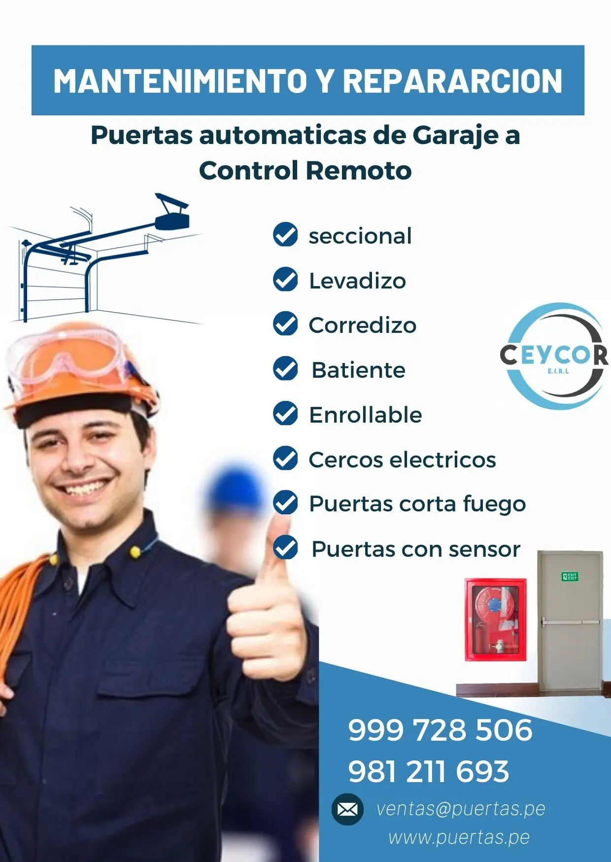 INSTALACION REPARACION Y MANTENIMIENTO DE PUERTAS DE GARAJE A CONTROL REMOTO 