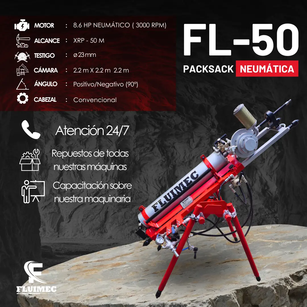 PACKSACK NEUMÁTICA FL50 equipo para industria minera 