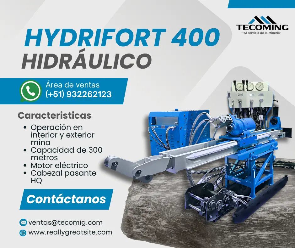PERFORADORA DIAMANTINA HYDRIFORT 400 IDEAL PARA MINERÍA SUBTERRÁNEA