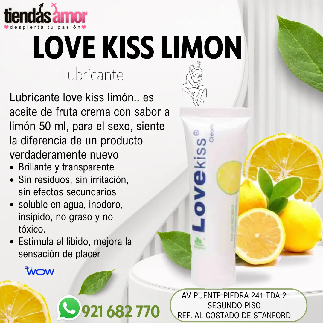  Lubricante love kiss limon Adecuado para masajear todo el cuerpo lubricar y humedecer