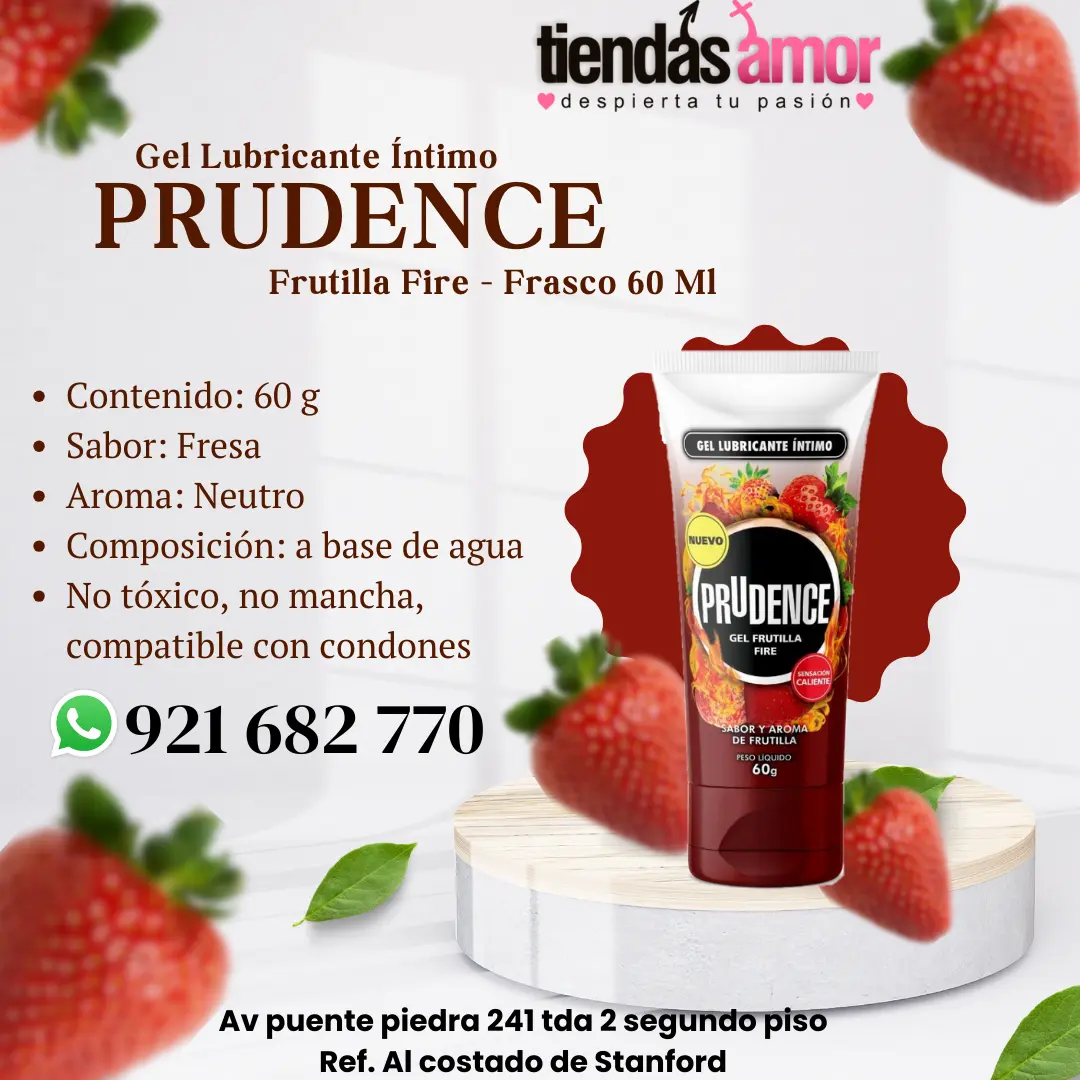 Gel Lubricante Prudence Uso oral vaginal y anal 60 G Sabor Frutilla A base de agua Gel íntimo