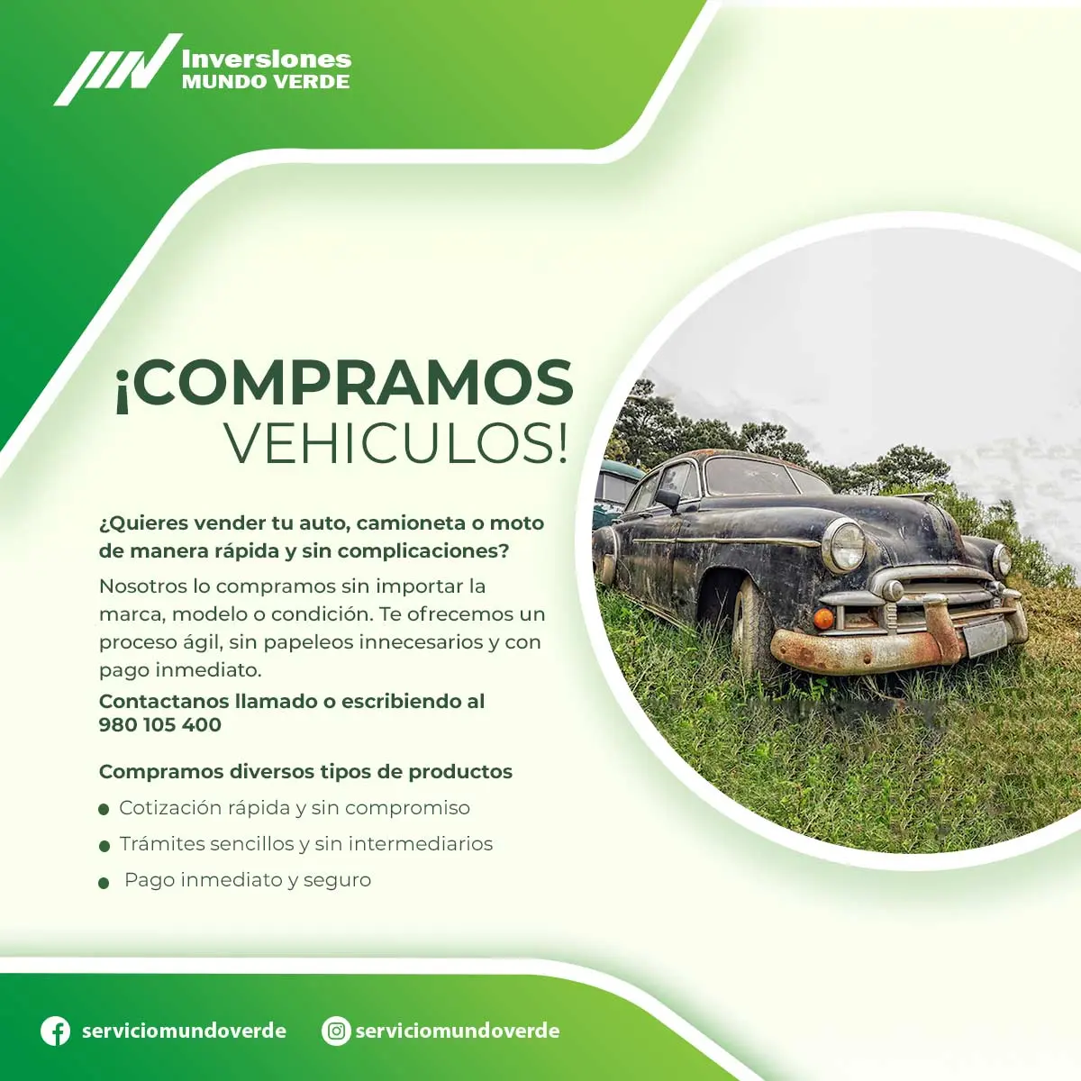  VENDE TU VEHÍCULO EN DESUSO HOY Y GANA DINERO 