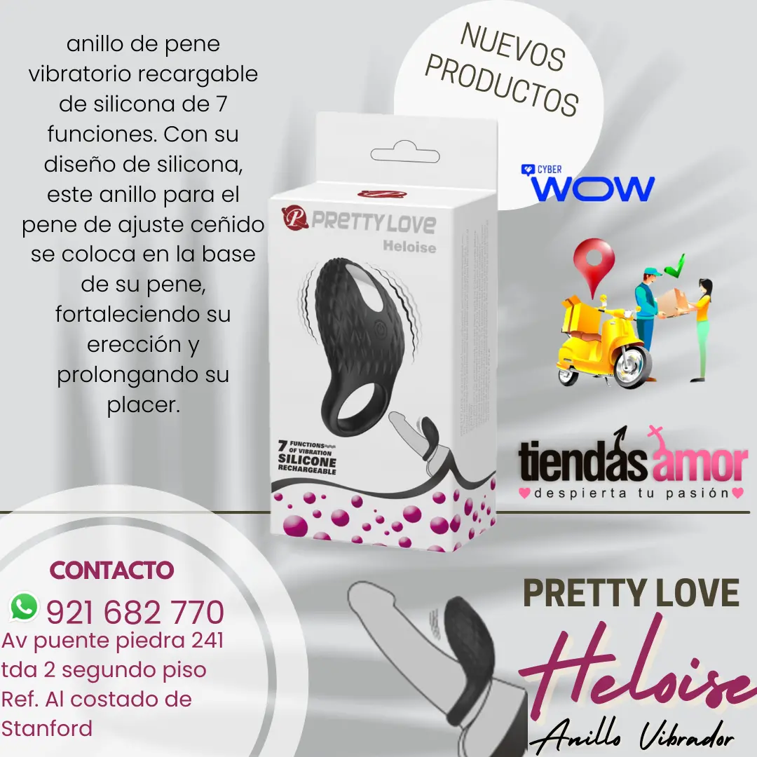 Anillo Vibrador Heloise Pretty Love anillo de pene vibratorio recargable 
