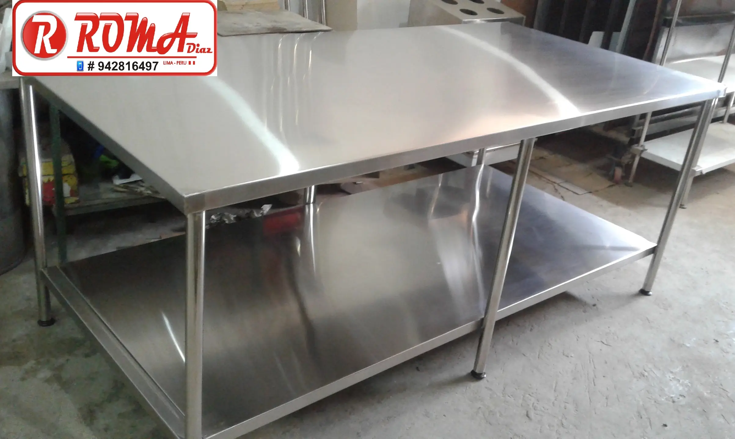 MESA DE TRABAJO ACERO INOXIDABLE ROMA DIAZ
