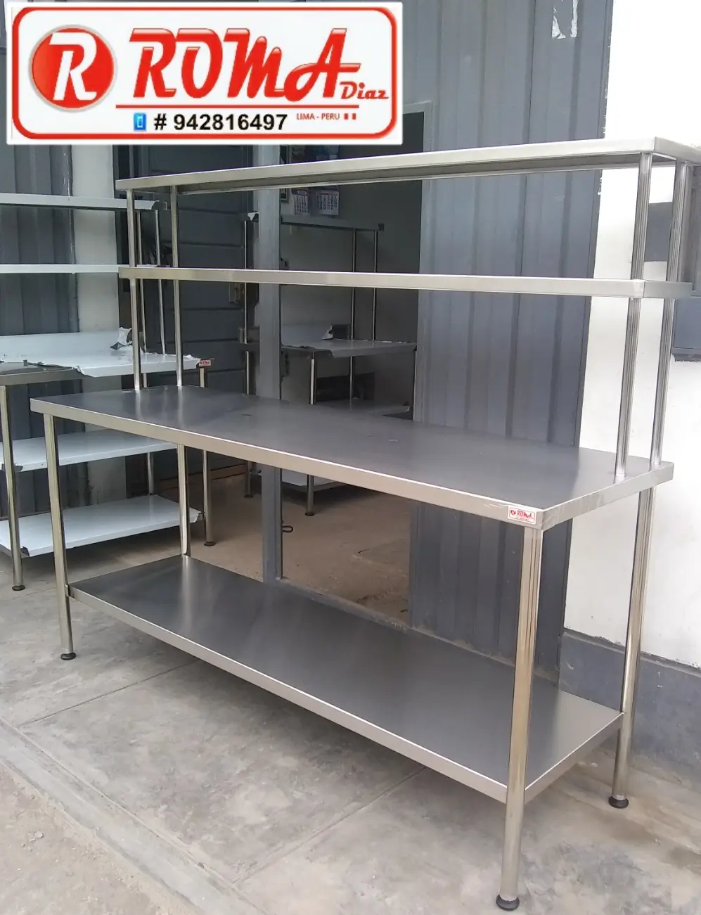 MESA DE TRABAJO ACERO INOXIDABLE ROMA DIAZ