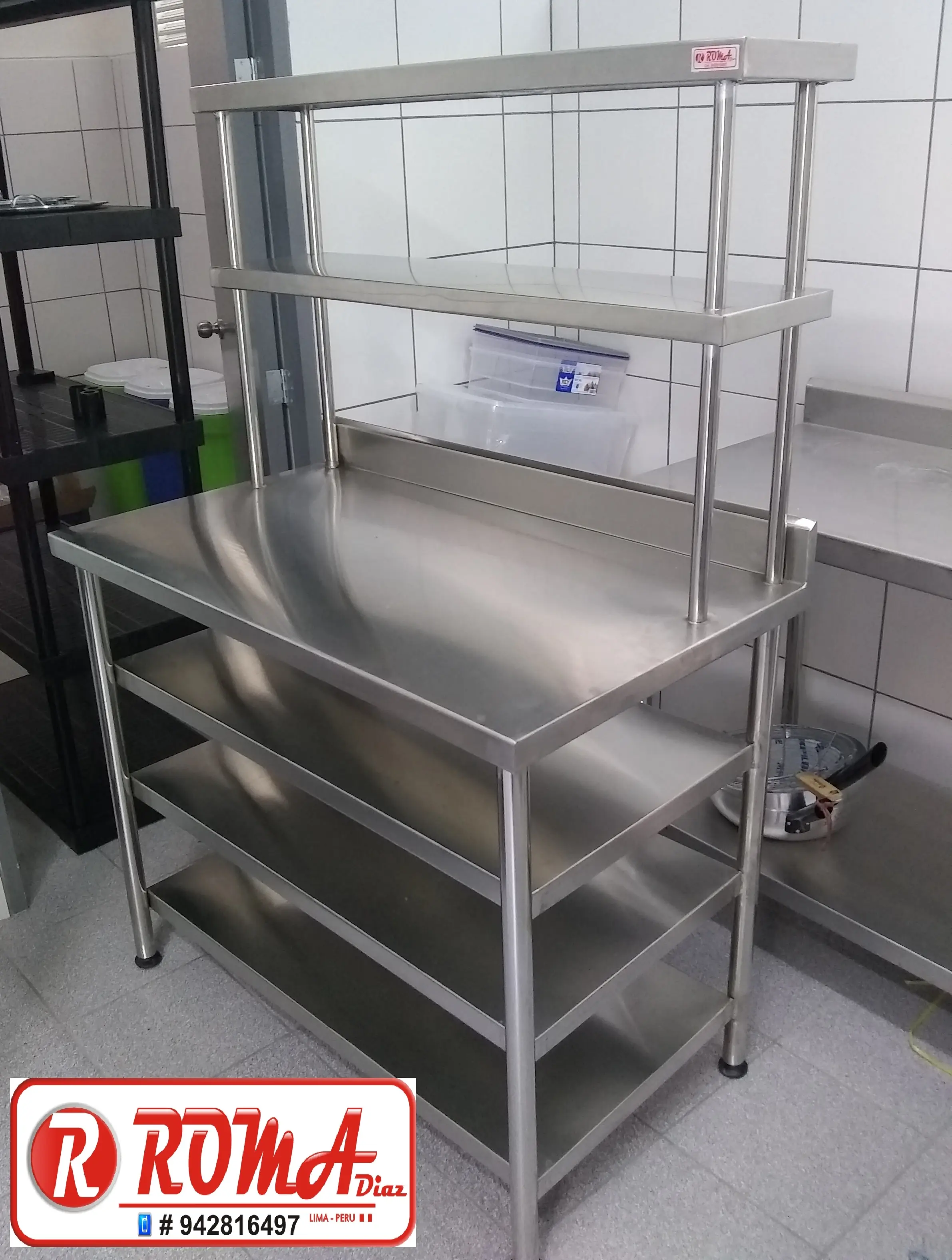 MESA DE TRABAJO ACERO INOXIDABLE ROMA DIAZ