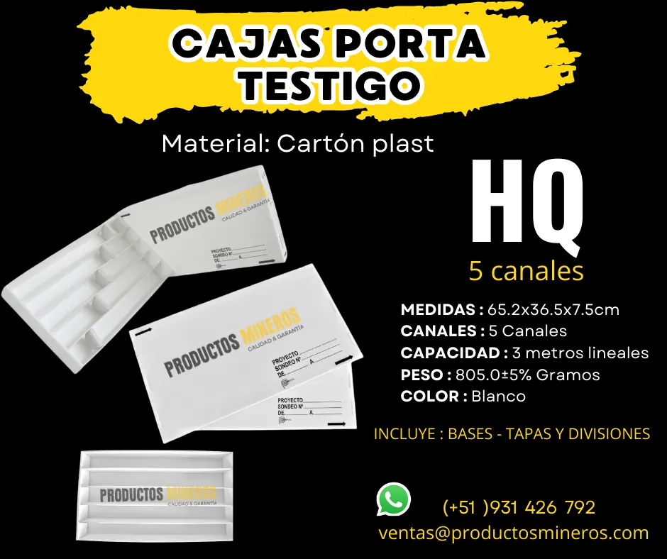 CAJAS PORTA TESTIGOS HQ - PRODUCTOS MINEROS 