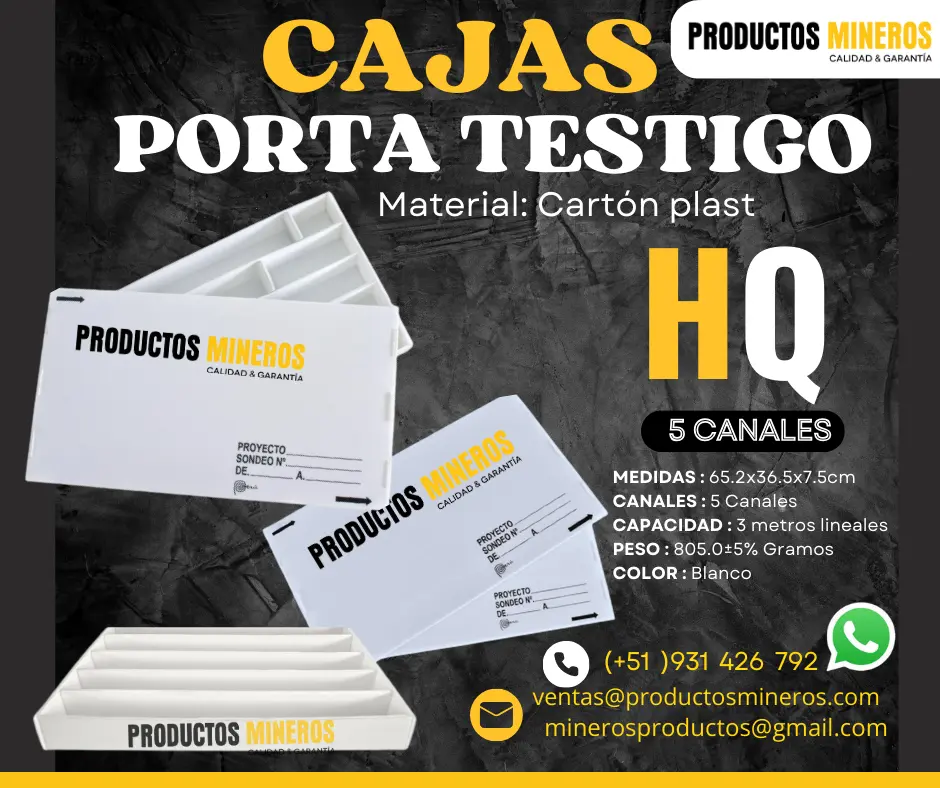 CAJAS PORTA TESTIGOS HQ - PRODUCTOS MINEROS 