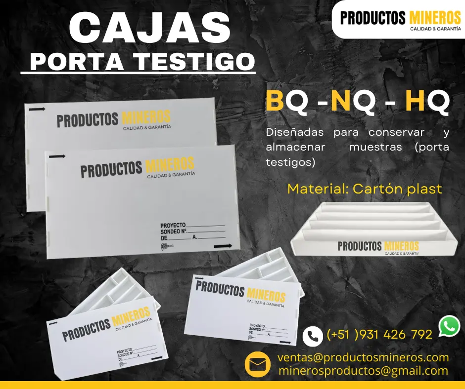 CAJAS PORTA TESTIGOS HQ - PRODUCTOS MINEROS 