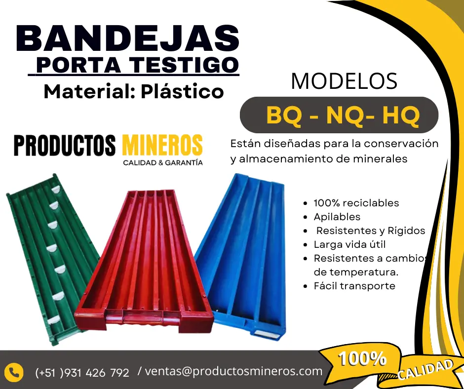 BANDEJAS PORTA TESTIGOS - PRODUCTOS MINEROS - PERÚ 