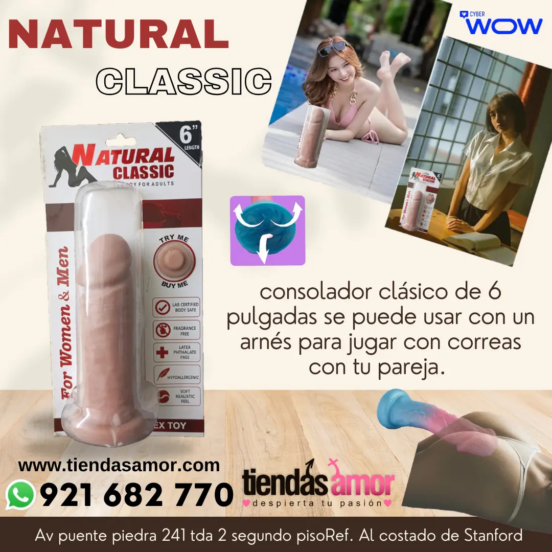 NATURAL CLASSIC Consolador realista con ventosa de 6 pulgadas 