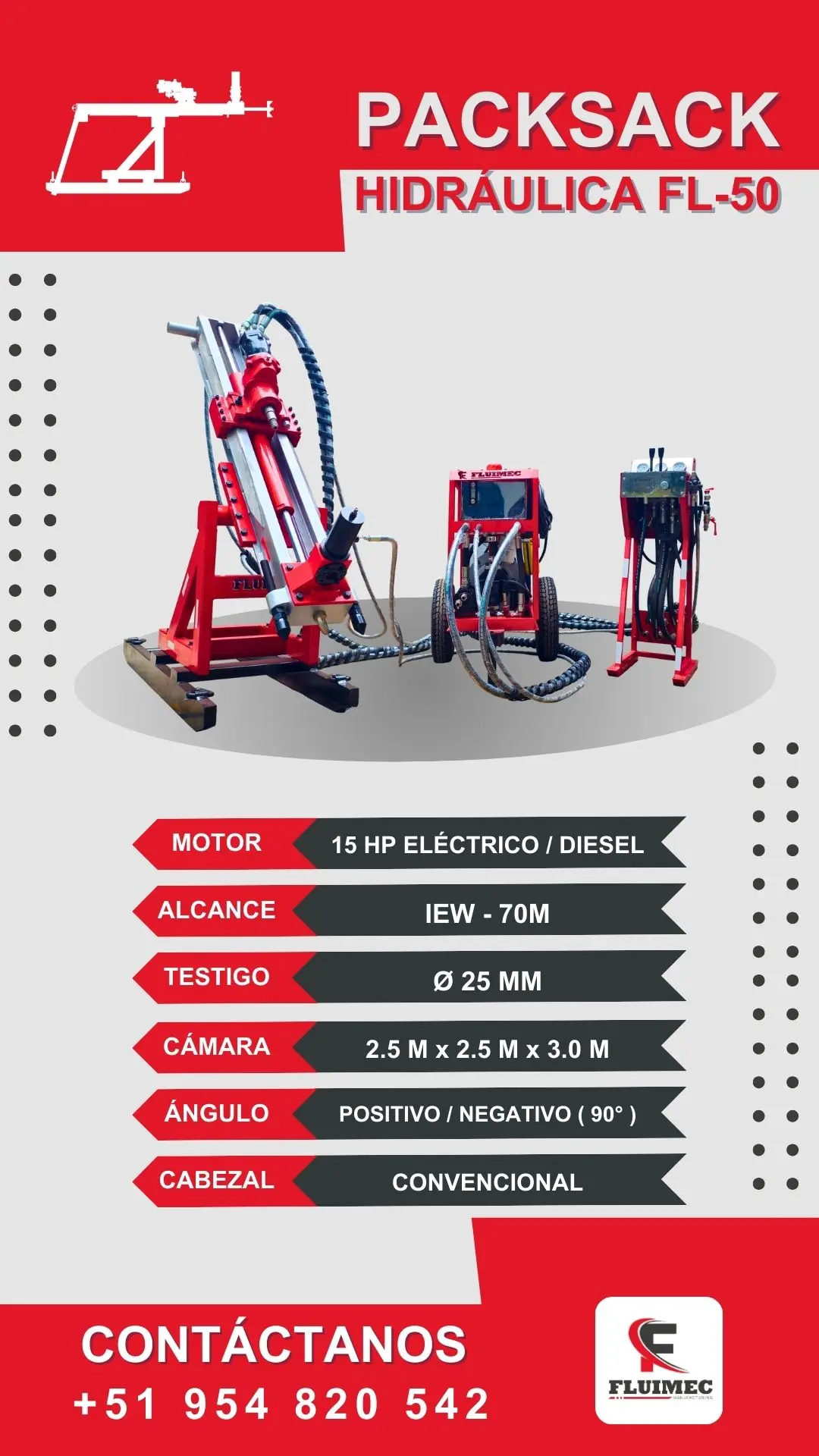 PACKSACK HIDRÁULICA FL50 trabajos en superficie 