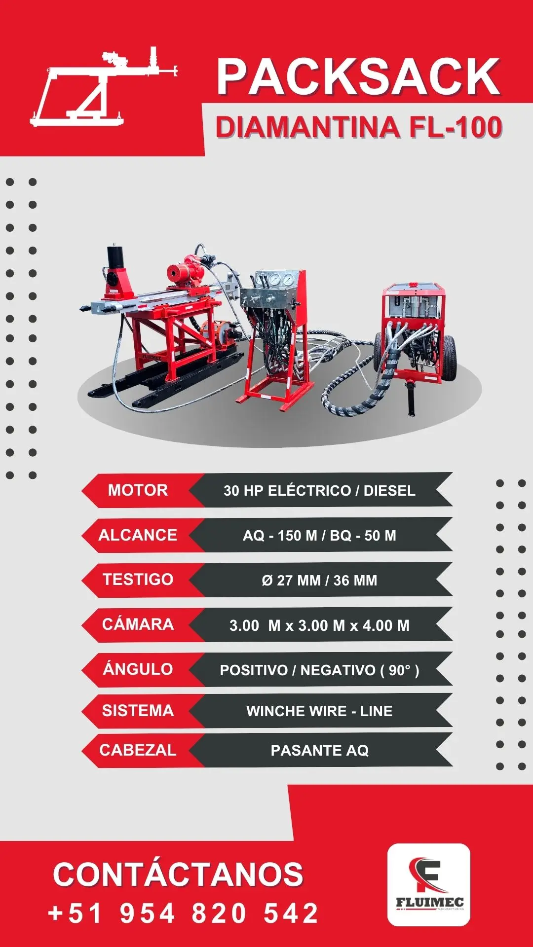 PACKSACK DIAMANTINA FL100 trabajos en industria minera 