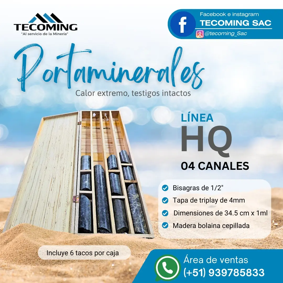 CAJA DE MADERA PORTA TESTIIGO - NÚCLEOS DE PERFORACIÓN