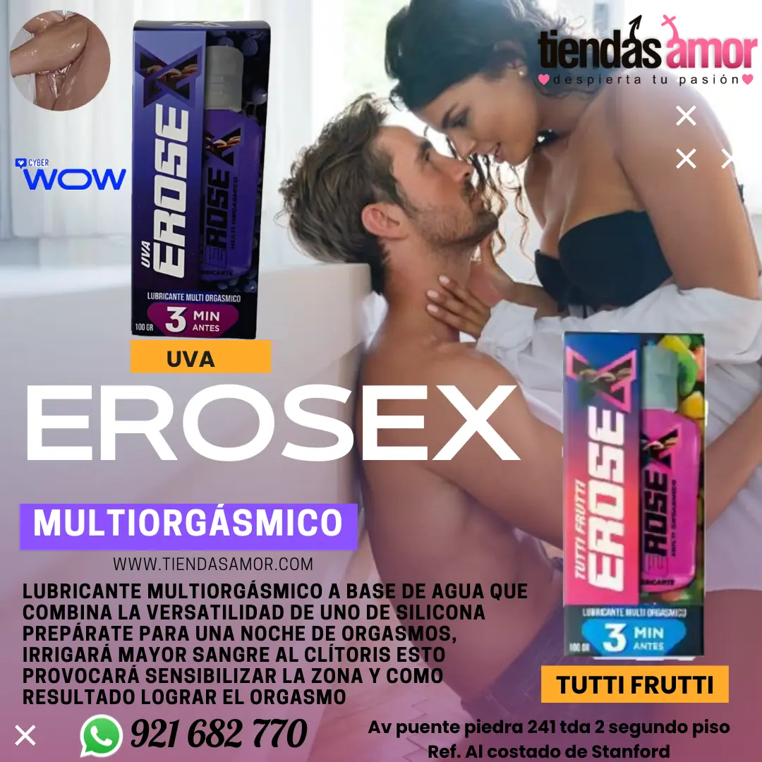 Lubricante Intimo Multiorgásmico Erosex Uva y Tutti Frutti 100ml orgásmico a base de agua