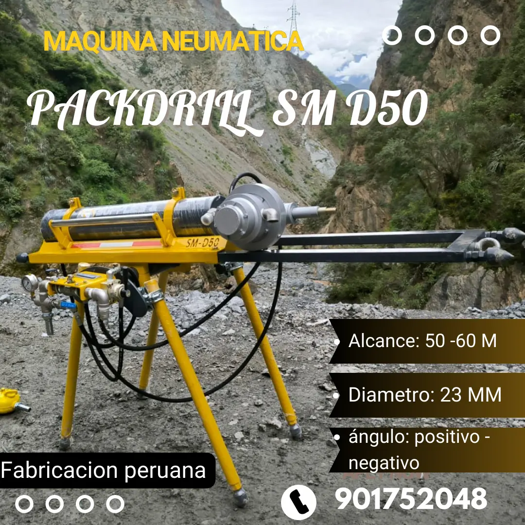 PERFORADOR NEUMATICO DIAMANTINA PACKDRILL PARA INDUSTRIA MINERA