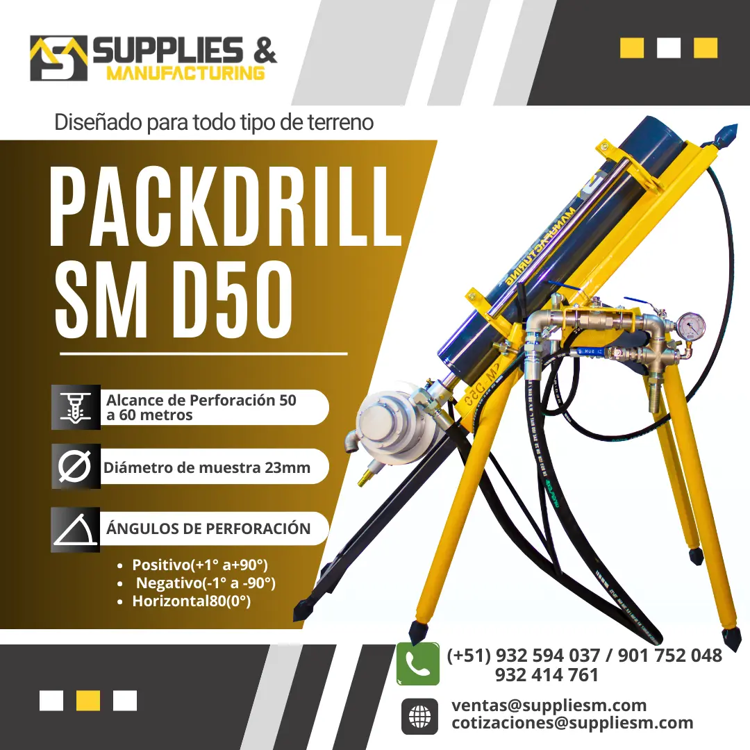 EQUIPO NEUMATICO PACKDRILL SM D50 PARA UBICACION DE VETAS PERDIDAS