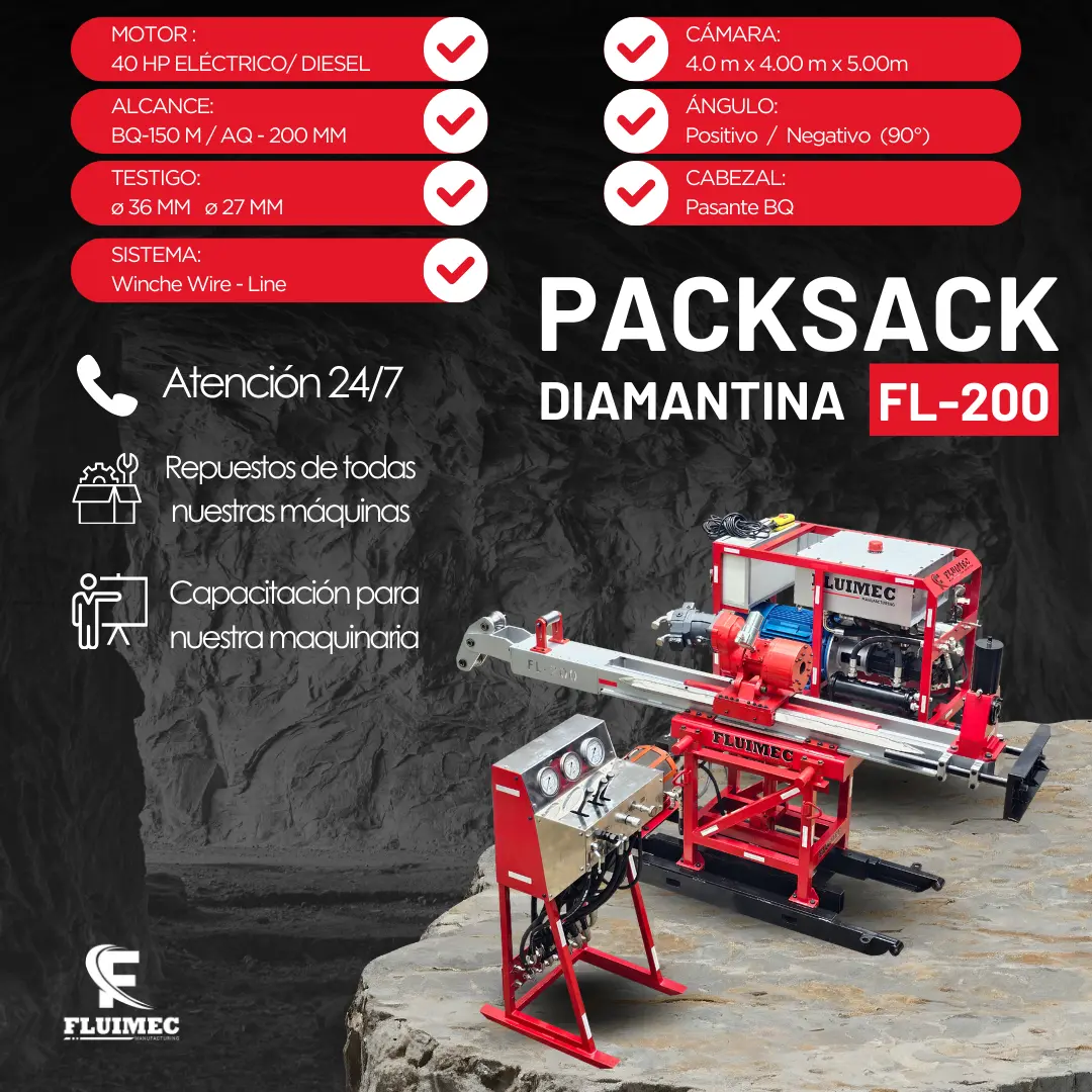 packsack diamantina fl-200 equipo para mineria 