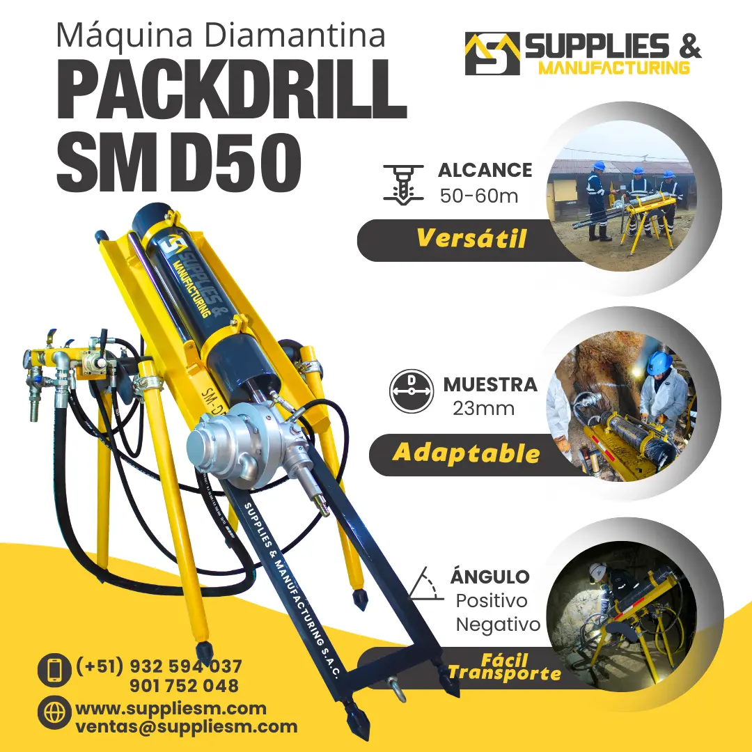 EQUIPO DIAMANTINA PACKDRILL NEUMATICO PARA RECUPERACION DE VETAS